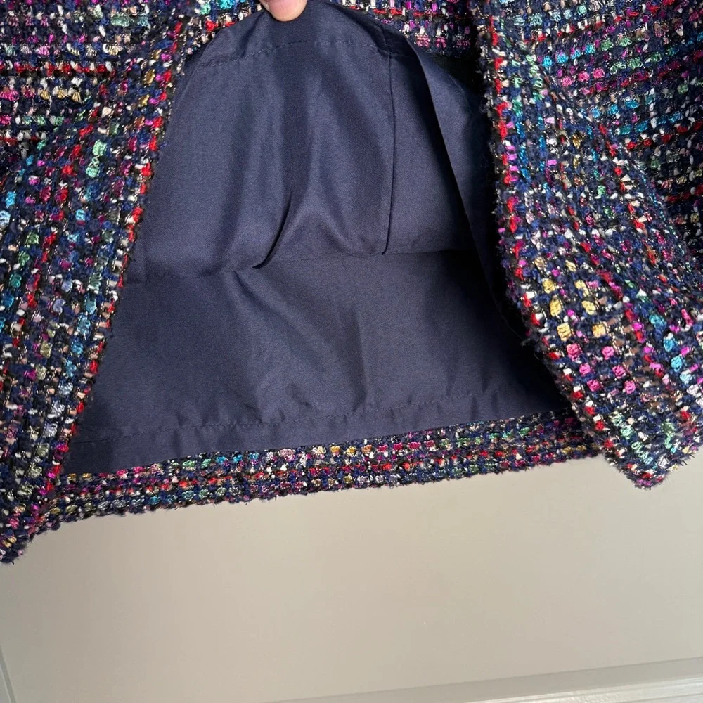 LOFT Multicolor Tweed Mini Skirt - Black with Pink, Blue & Green Accents